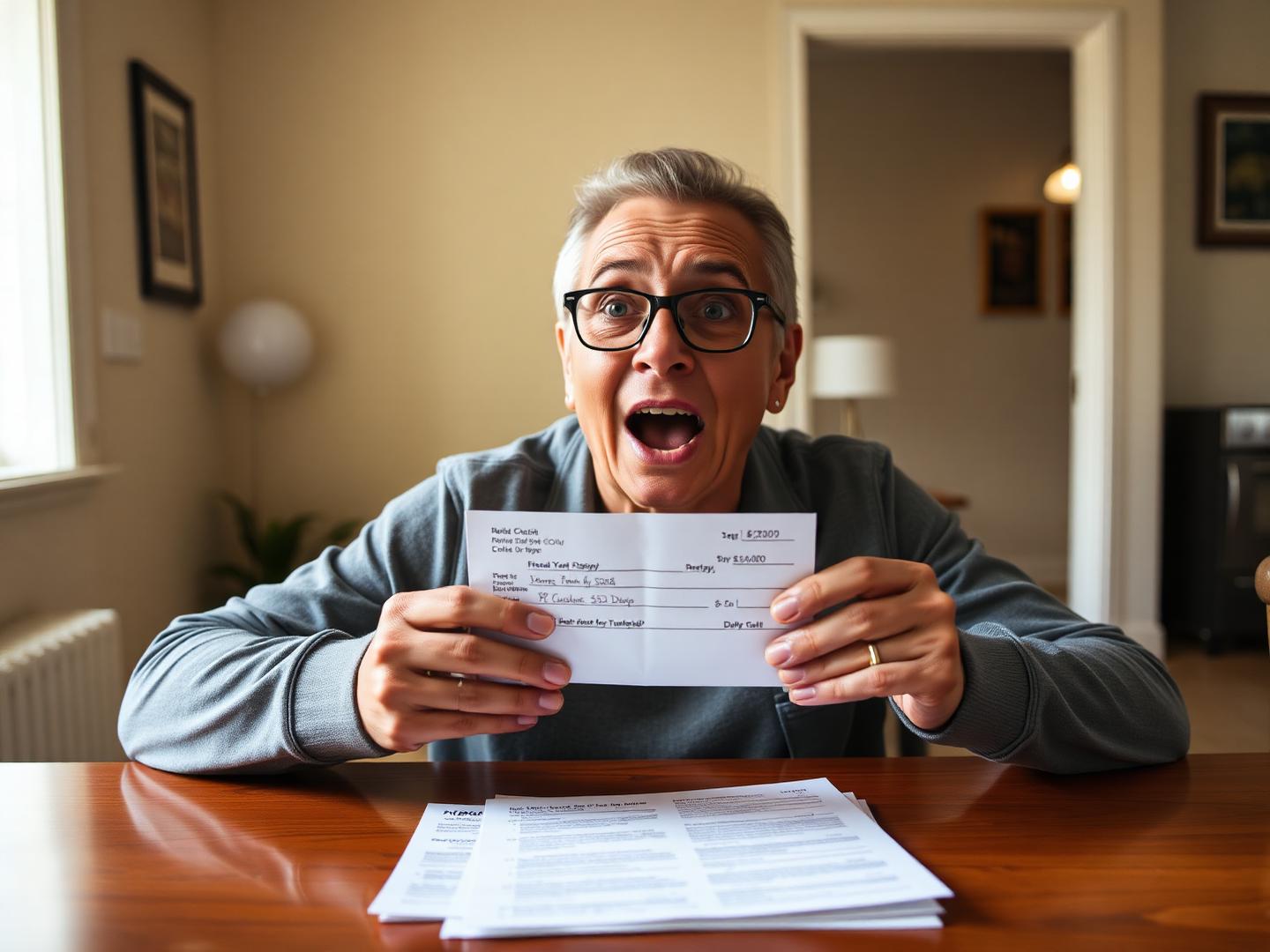 Person relieved while reviewing significant backpay benefit check