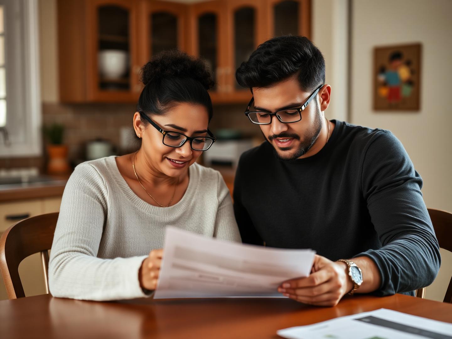 Parent helping adult child understand disability claim paperwork
